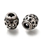 304 Stainless Steel European Beads, Large Hole Beads, Rondelle with Star, Antique Silver, 9.5x9.5mm, Hole: 4mm