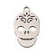 Non-Tarnish 304 Stainless Steel Pendants, Sugar Skull, for Mexico Holiday Day of the Dead, Stainless Steel Color, 18x10.5x0.8mm, Hole: 1mm