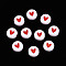 Opaque Acrylic Beads, Flat Round with Heart, Red, 7x4mm, Hole: 1.8mm, 3800pcs/500g