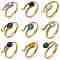 Natural & Synthetic Gemstone Finger Rings, Snake 304 Stainless Steel Open Cuff Rings, Real 18K Gold Plated, Inner Diameter: 17mm