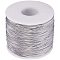 Round Elastic Cord, with Polyester Outside and Rubber Inside, Silver, 1mm, 100m/roll