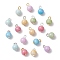 Opaque Crackle Glass Pendants, with Iron Loops, Round, Mixed Color, 12.5x8.5mm, Hole: 2mm