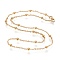 304 Stainless Steel Cable Chain Necklaces, with Round Beads and Lobster Claw Clasps, Golden, 20~20.2 inch(50.8~51.3cm)