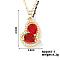 Elegant and Unique Style Brass & Glass Lock Collar Heart Pendant Necklaces for Women, Golden, Red, 15.75 inch(40cm)