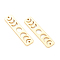 Brass Moon Phase Bar Links, Long-Lasting Plated, Rectangle, Real 18K Gold Plated, 20x5x1mm, Hole: 0.7mm