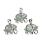 Natural Green Aventurine Pendants, Rack Plating Brass Rhinestone Elephant Charms, Platinum, Cadmium Free & Lead Free, 17.5x20.5x8mm, Hole: 5x8mm