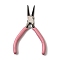 Iron Round Nose Pliers with Plastic Handles, Jewelry Making Tools, Pink, 11.9x7.7x0.95cm