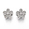 Alloy Rhinestone European Beads, Large Hole Beads, Flower, Platinum, 12x13x9mm, Hole: 4.5~5mm