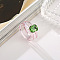 Rectangle Resin with Glass Finger Rings for Women, Pink, Inner Diameter: 17mm
