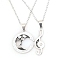 2Pcs 2 Style Alloy Musical Note Matching Puzzel Pendant Necklaces Set, Word I Love You Couple Necklaces for Best Friends Lovers, Platinum, 19.69 inch(50cm), 1Pc/style