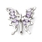 3 Hole Brass Micro Pave Cubic Zirconia Multi-strand Links, Butterfly, Platinum, Lilac, 16x16x6mm, Hole: 1.6mm