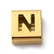 Ion Plating(IP) 304 Stainless Steel Square Slide Charms, Golden, Letter N, 9x8x4mm, Hole: 3.5x8.5mm