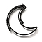 Alloy Open Back Bezel Pendants, For DIY UV Resin, Epoxy Resin, Cadmium Free & Nickel Free & Lead Free, Moon, Black, 45x39x3.5mm, Hole: 1.2mm