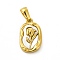 PVD Vacuum Plating 304 Stainless Steel Pendants, with Shell, Oval Charms with Rose, Golden, 20.5x12x2.5mm, Hole: 6x3.5mm