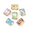 Brass Glass Rhinestone Sew on Rhinestones, Rectangle, Faceted, Mixed Color, Platinum, 14x10x7mm, Hole: 0.8mm