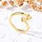 Brass Cuff Rings for Women, Letter, Letter H, Inner Diameter: 15.6mm