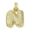 Brass Micro Pave Clear Cubic Zirconia Pendants, Real 18K Gold Plated, Letter N, 29mm, Hole: 4.8x3.5mm, Pendant: 23x20x5.5mm