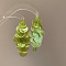 Shell Dangle Stud Earrings, Flat Round, with Sterling Silver Pins, Yellow Green, 86x40mm
