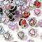 Alloy Resin Beads, Flower with Heart, with Iron & Rhinestone & Acrylic, Mixed Color, 20.5x20.5x16.5mm, Hole: 2.5mm