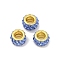 Alloy Rhinestone Clay Pave Beads, Rondelle, Royal Blue, 11.5x6.5mm, Hole: 5mm