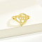 Brass Alphabet Adjustable Rings for Women, with Heart, Letter C, 17mm, US Size 6 1/4(16.7mm)