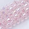 Transparent Electroplate Glass Beads Strands, AB Color Plated, Faceted, Bicone, Pink, 3.5~3.8x3mm, Hole: 0.8mm, about 107~110pcs/strand, 32.5~34cm