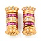 925 Sterling Silver Micro Pave Cubic Zirconia Screw Clasps, Flower, Real 18K Gold Plated, Medium Violet Red, 13x6.5mm, Hole: 2mm