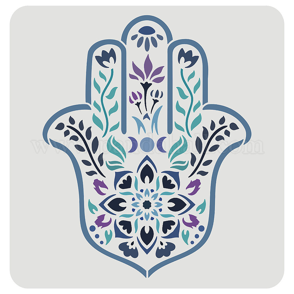 Wholesale FINGERINSPIRE Hamsa Hand Stencil 30x30cm Reusable Hamsa Palm ...