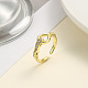 Brass Micro Pave Cubic Zirconia Open Cuff Ring for Women RJEW-F154-02G-A-2