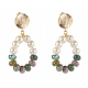 Boucles d'oreilles pendantes en agate indienne naturelle avec perles de verre EJEW-TA00001-1