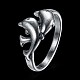 ファッションヴィンテージ真鍮の指の指輪  イルカ  アンティークシルバー  usサイズ7（17.3mm） RJEW-BB24248-7-7