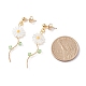Sunflower Natural Shell Beads Long Dangle Stud Earrings for Her EJEW-TA00021-4