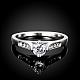 絶妙な真鍮チェコラインストーン指輪婚約指輪  プラチナ  usサイズ6（16.5mm） RJEW-BB02180-6-2