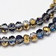 Faceted Rondelle Half Plated Electroplate Glass Beads Strands EGLA-M007-3mm-03-2