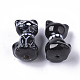 手作りの陶器ビーズ  ファミーユスタイルバラ  猫の形  ブラック  27~28x19x16~17mm  穴：1.6~2.5mm X-PORC-N004-87-4