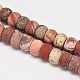 Natural Frosted Red Jasper Rondelle Bead Strands G-O032-12x8mm-01-2