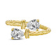 SHEGRACE Real 18K Gold Plated Brass Clear Cubic Zirconia Twisted Cuff Rings JR02A-01-2