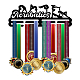 Espositore da parete con porta medaglie in ferro a tema sportivo ODIS-WH0021-689-1