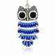 Antique Silver Plated Alloy Enamel Owl Pendants for Halloween Jewelry ENAM-J083-04AS-1
