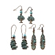 3 Pairs 3 Style Tree & Feather & Stone Shape Alloy Dangle Earrings Set EJEW-G330-03R-1