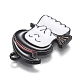 ハロウィンテーマアロイエナメルペンダント  黒い魔女の帽子とほうきを持つ白い幽霊  電気泳動黒  22.5x14.5x1.5mm  穴：1.6mm ENAM-J649-03B-4