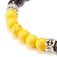Braccialetto elastico rotondo con perline turchesi sintetiche (tinte) da donna BJEW-JB07531-03-4