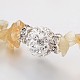 Chips Natural Citrine(Dyed & Heated) Beaded Stretch Bracelets BJEW-JB01989-03-2