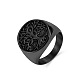 レトロなチタン鋼の生命の樹の指輪  ワイドバンドリング  電気泳動黒  usサイズ12 3/4(22mm) FIND-PW0020-06F-EB-1