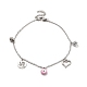Enamel Evil Eye & Cubic Zirconia & 304 Stainless Steel Charm Anklet with Cable Chains AJEW-C021-09P-2
