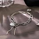 Lucky Girl & Rose Flat Round and Chain Tassel Charm Bracelet for Girl Women BJEW-BB44240-A-4