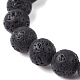 Bracelet extensible en perles de lave naturelle rondes et tortues turquoise synthétiques pour femmes BJEW-JB09700-04-4