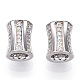 Rhodium Plated 925 Sterling Silver Micro Pave Cubic Zirconia Beads STER-T004-90P-2