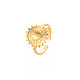 Ионное покрытие (ip) 304 плоская круглая нержавеющая сталь с открытым манжетным кольцом в форме сердца для женщин RJEW-S405-202G-3
