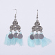 Cotton Thread Tassel Chandelier Earrings EJEW-JE02639-01-1